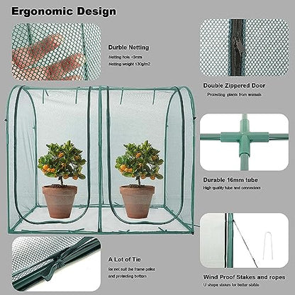 Poray Large Tunnel 10FTx6FT Plant Netting Cover, 6FT Tall Crop Cage Tomato Netting,Pest Guard Cover for Vegetables &Fruits,Durable Gardening Net for Plant and Animal - style: 122*73*73 inches Tunnel Net