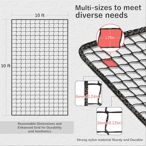 Storgem Baseball Softball Backstop Net, Heavy Duty Sports Barrier Netting - size: 10x10ft