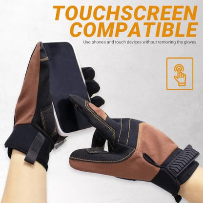 Work Gloves for Men Women Breathable Canvas Gardening Gloves for Yard Work Garage Mechanic Touchscreen Compatible - size: Large