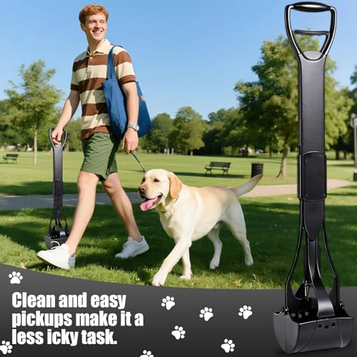 ienjoyed 36“ Large Dog Pooper Scooper for Large Dogs Heavy Duty, Non-Breakable Dog Poop Scooper with Wide Handle for Grass, Gravel, Durable Dog Poop Pick Up Tool, Long Handled Poop Grabber (Black) - color: 36-inch(Black)