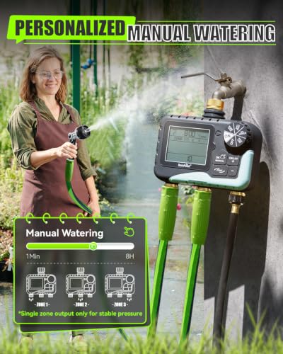 RAINPOINT 2027 V2 Upgrade 3 Zone Water Timer, Solid Brass Inlet & Outlet, IP65 Waterproof, 3 Independent Schedules, Rain Delay, Manual & Automatic Irrigation for Garden Yard Lawn Greenhouse - color: Dark Grey