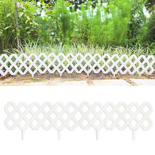 LaLaGreen Decorative Garden Edging Border (23in, 20 Pack) White Fence Panel - color: White x 20