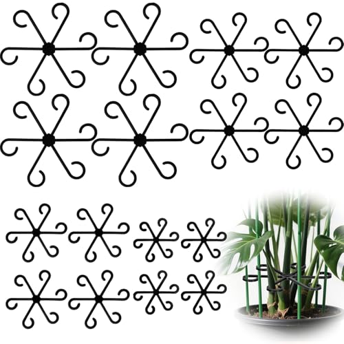 16pcs Plant Stem Support, Plant Support for Indoor Plants, 4 Sizes Climbing Houseplant Stem Holders, Reusable Plant Stabilizer, Indoor Plants Accessories - color: black