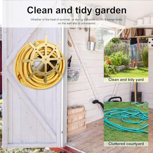 Metal Garden Hose Holder - Sturdy Hose Racks Heavy Duty Hose Hanger Wall Mounted Hose Holder Decorative Hose Stewards Reel Hose Stand for Outdoor Yards(1pc Bronze)