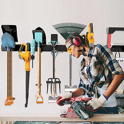 Sttoraboks Garage Wall Organizer, Heavy Duty Tool Hangers for Garage Wall with 8 Double Hooks & 3 Rails, Tool Organizer Wall Mount, Garage Hanging Storage Rack for Shovel, Rake, Broom and Ski Gear - size: 51inch 3 panels+8 hooks