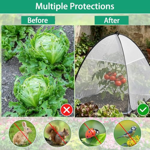 2PCS Pop Up Insect Barrier Plant Cover Tent,Garden Plant Protectors Mesh (White) - color: White