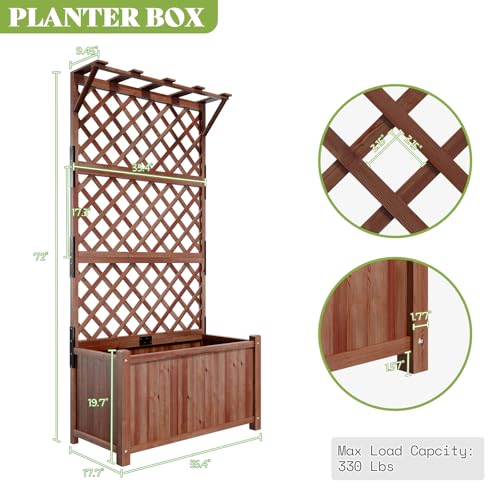 AMERLIFE 2 Pack Raised Garden Bed, Privacy Planter with 71" Trellis