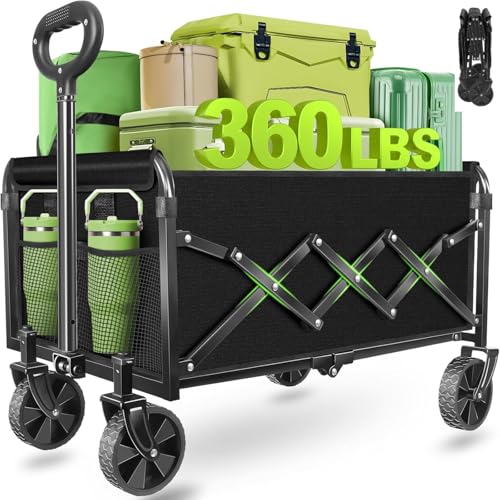 Wagons Carts Foldable,Collapsible Wagon Cart with Wheels - color: Green