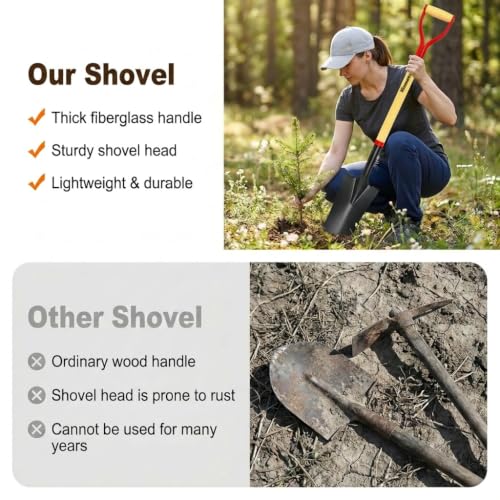 45 Inch Spade Shovel Trench Drain Spade Sharp Shooter Narrow Wood D-Handle