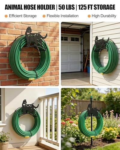 Black Cat Hose Hanger Metal WallMount HeavyDuty 125'5/8"﻿Garden Hose Holder - color: Butterfly Cat﻿ Garden Hose Holder