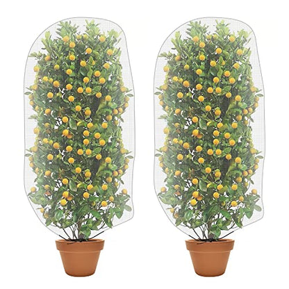 Alpurple 2 PCS Insect Bird Barrier Netting Mesh with Drawstring- 4.6 x 3 Ft Garden Bug Netting Plant Cover- Fruit Tree Net for Protect Plant Fruits Citrus Flower from Insect Bird Eating - color: 2 Pcs, size: 4.6x3 ft