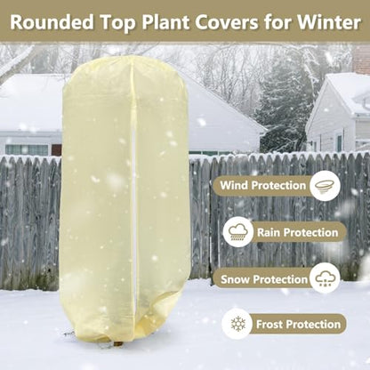 2 Pack Rounded Top Plant Covers Freeze Protection, 47"X72" Winter, Beige - size: Beige-47x72in-2PCS