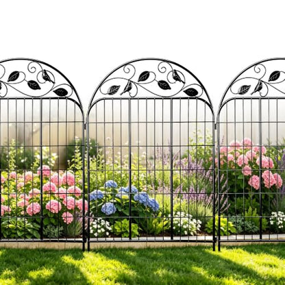 Decorative Garden Fence, 40in H x 36ft L Arched Metal Animal Barrier Fence, Rustproof Dog Fence Outdoor, 16 Panels Sturdy No Dig Garden Border Fence for Flower Beds, Landscaping and Yard - size: 16 Panels-40in(H)x36ft(L)-Dome