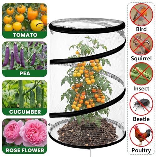 8 Pop up Mesh Plant Protectors from Animals Round Plant Netting Pest Cover Each Set with Stakes and Storage Bag for Protect Vegetable Fruit Flower from Bird Insect - style: Round