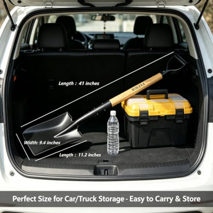 KOLEIYA Flat Shovel,Transfer Shovel with D Handel and Heavy Duty Square Head for Landscaping,Gardening,Construction,Snow Shoveling and Yard Work,41-Inch,Metal+Wooden - style: Flat Shovel