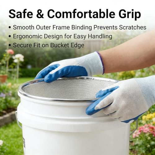 3Pcs Soil Sifter Sieve,3 Mesh Sizes (1/8", 1/4", 3/8") Heavy Duty Galvanized Steel Compost Sieve for 5 Gallon Bucket,Round Garden Sifter for Compost, Dirt, Rocks, Gravel & Garden