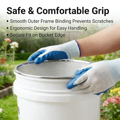 3Pcs Soil Sifter Sieve,3 Mesh Sizes (1/8", 1/4", 3/8") Heavy Duty Galvanized Steel Compost Sieve for 5 Gallon Bucket,Round Garden Sifter for Compost, Dirt, Rocks, Gravel & Garden