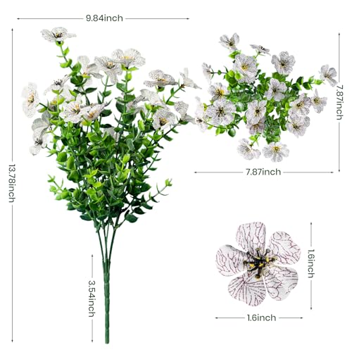 20 Bundles Artificial Flowers for Outdoor, Fake Plants Spring Decor,White - color: White