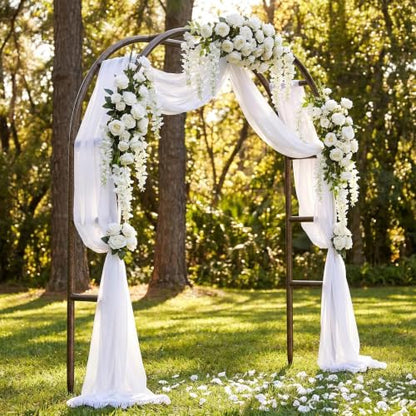 Metal Garden Arch 5.5ft W, 16mm Thick Steel Tube for Climbing Roses & Vines - color: Brown Strengthen