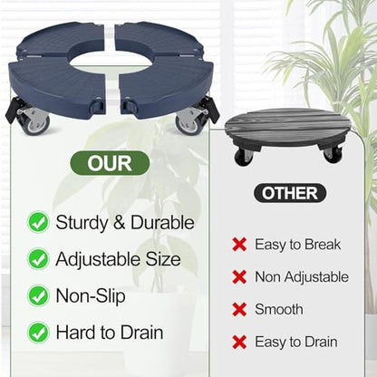 Plant Caddy Stand with 360° Wheels Adjustable 15-22 Inch Rolling Plant Stand Heavy Duty Large Plant Cart Dolly with Casters 440lbs Capacity for Large Planter, Garden Pot, Flower Pot, Blue, 1 Pack - color: Blue