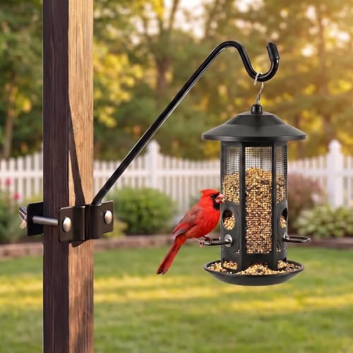 Deck Railing Hook for Hanging Flower Baskets Wind Chimes Planters - color: Black(1 Pack)