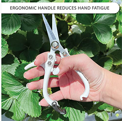 Precision Garden Shears with Vegan Leather Sheath - White/Black