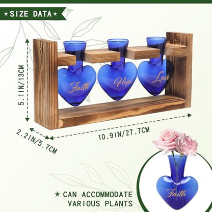 Plant Terrarium Propagation Stations Hydroponics - color: Blue(Faith Hope Love)