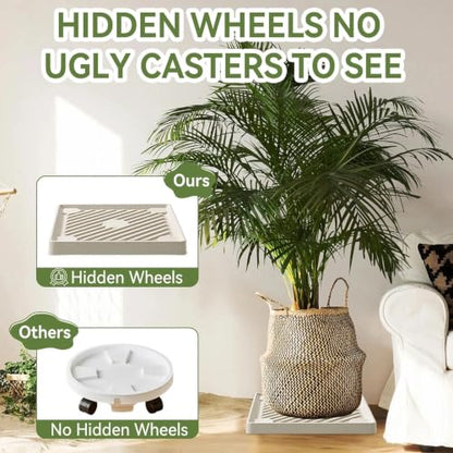 14.5" SquarePlant Caddy Beige with Hidden Wheels & Garden Tools Set - size: 14.53 Inch - Beige (1 Pcs)