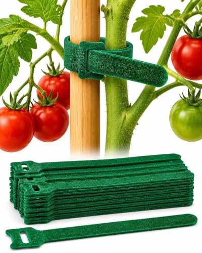 100PCS Garden Plant Ties with Hook & Loop - Reusable Adjustable Nylon Straps for Vines, Tomatoes, Stems, and Plant Support, Secure Non-Slip Fastening Clips - size: 100PCS