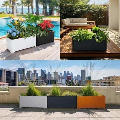 Metal Rectangular Planter Box 36"L x 15"W x 15"H Steel Black Planter Box - color: Black, size: 36"Lx15"Wx15"H