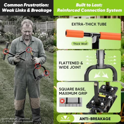 Sakerplus Aerator Lawn Tool, Spike Lawn Aerator with Self-Cleaning Tines - color: Pro-Orange Handle