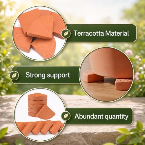 LemonRoad 12 Set Terra Cotta Cement Pot Feet for Outdoor Planters, Sector - style: Sector