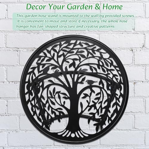 Metal Hose Reel Hose Holders Wall Mounted for Garden - color: Tree of Life