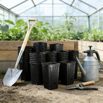 5Pcs Square Tree Pot with Drainage Holes Starting Pots for Indoor Outdoor Plastic Deep Nursery Treepots Seedling Flower Plant Contain ﻿ (5Pcs,9x29cm) - color: 5pcs,9x29cm