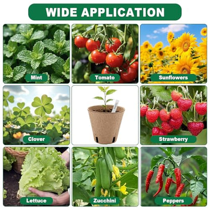 70 Packs 3.15 Inch Peat Pots for Seedling with 70 Pcs Plant Labels, Biodegradable Seed Starter Pots with Drainage Holes, Outdoor Garden Germination Round Nursery Pots Kits