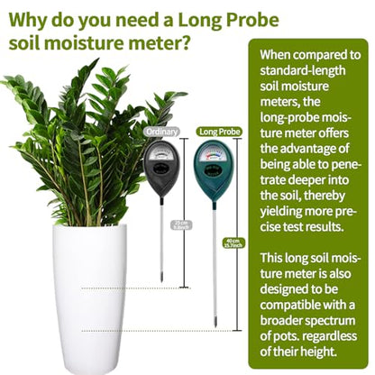 2 x Long Probe for Deep Use Soil Moisture Meter, Soil Moisture Meter, Hygrometer for Garden & Agriculture, Soil Tester, Soil Water Tester, No Batteries Required - color: GREEN+GREEN