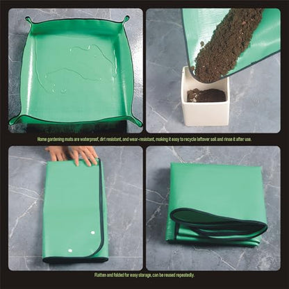 Waterproof Potting Mat Foldable Transplanting Mat for Indoor Plants Portable Gardening Tray Potting Soil Catcher (39in*39in)