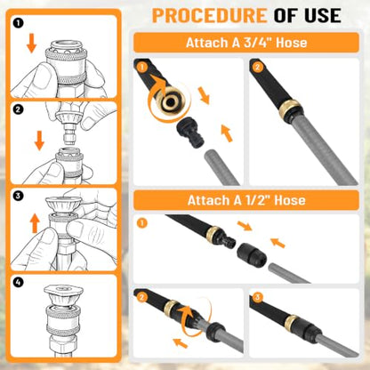 2026 Upagraded Jet Nozzle Power Washer for Garden Hose, Pressure Washer Wand with 3 Different Nozzles and Hose Quick Connectors for Car, Patio,Pet,Window, Black