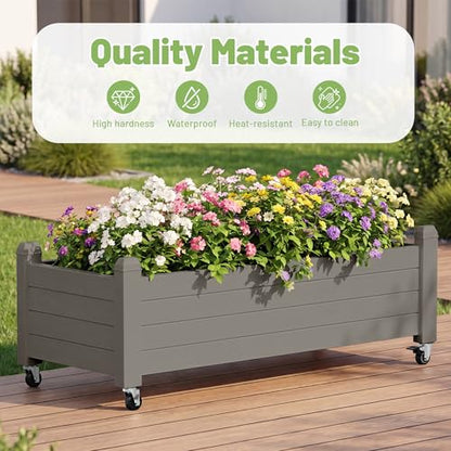 Fancyango Raised Garden Bed with Wheels 13.3" Hx2 -Gray - color: Gray, size: 13.3"Hx2