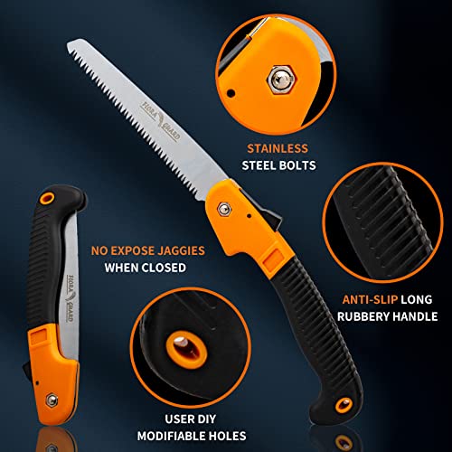FLORA GUARD 7.7-Inch Folding Hand Saw with 3 Sided Serrated Cutting Edge - color: Orange, size: 7.7 Inch