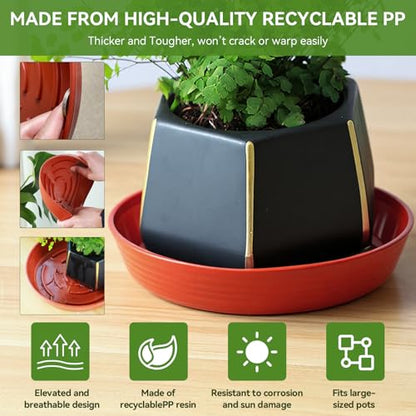 15 Pack Plant Trays for Pots 1.5" Deep Plant Saucers, Heavy Duty 8" 10" 12 inch Plant Tray Bulk Thickened Plant Plates to Catch Water, Durable Plant Saucer Flower Pot Accessories - color: Brick Red