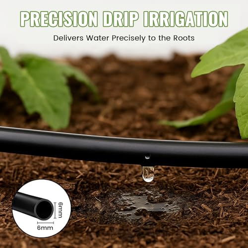 MIXC 1/4" Irrigation Dripline Tubing with Built-In Emitters, 100 Ft Roll - size: 100FT