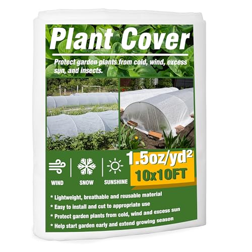 Gardzen 1.5 oz Plant Covers Freeze Protection, Reusable 10ft x 10ft Floating Row Covers, Thicker Frost Blankets for Outdoor Plants, Pests Protection, White - size: 10' x 10'
