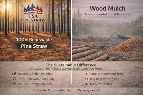 Long Needle Pine Straw Mulch - 300 Sqft Coverage 1 Set - Premium USA Harvested PineStraw for Landscaping, Weed Control, Moisture Retention & Erosion Control - USA Pinestraw - size: Pine Needle Mulch - 300 Sqft 1 set