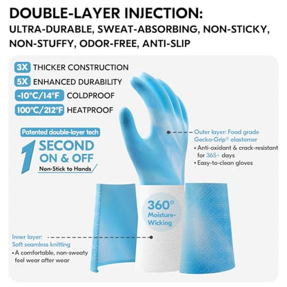 Vgo... Long Gardening Gloves Waterproof Anti-Slip Yard Work(TP1117,M) - color: Blue+white, size: Medium