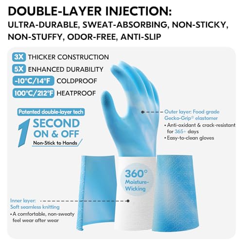 Vgo... Extra Long Gardening Gloves,Double-layer,Waterproof,Slip-Resistant,Chemical-Resistant Glove for Gardening,Outdoor Work(TP1117) - color: Blue+white, size: Small(Pack of 1)