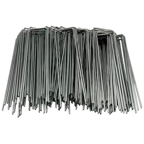 100 Pack Garden Stakes, U-Shaped Tent Stakes, Galvanized Landscape Staples, Ground Stakes, for Landscaping Securing Weed Barrier Fabric, Irrigation Tubing, Holding Fence, Tarpaulin - size: 100pcs