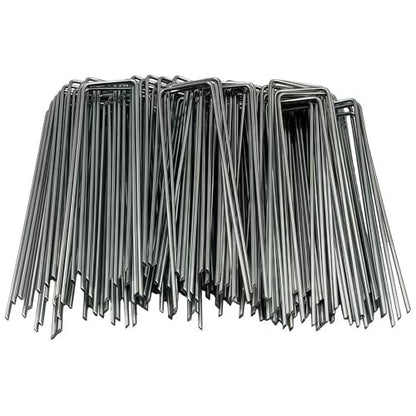 100 Pack Garden Stakes, U-Shaped Tent Stakes, Galvanized Landscape Staples, Ground Stakes, for Landscaping Securing Weed Barrier Fabric, Irrigation Tubing, Holding Fence, Tarpaulin - size: 100pcs