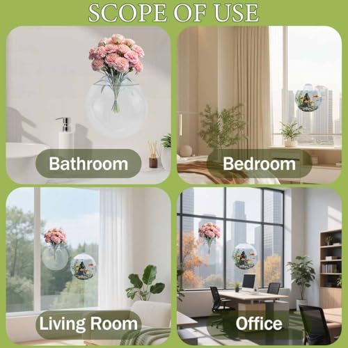 Generic Window Propagation Stations, Oblate Glass Terrariums Planter Suction Cup Vases for Hydroponics Plants, Wall Hanging Vases for Indoor Hydroponics Plants, Home, Living Room Decor