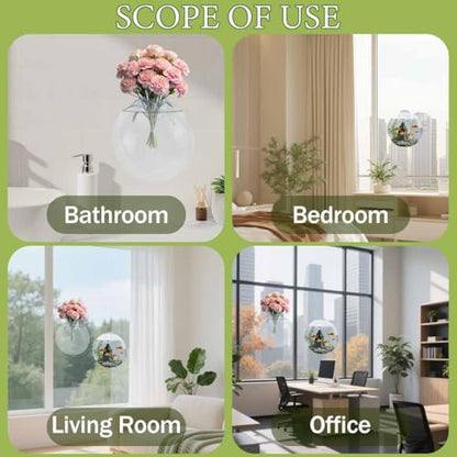 Generic Window Propagation Stations, Oblate Glass Terrariums Planter Suction Cup Vases for Hydroponics Plants, Wall Hanging Vases for Indoor Hydroponics Plants, Home, Living Room Decor